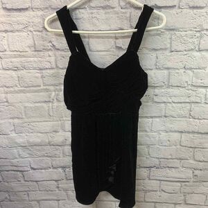 Express Dress Womesn‎ 6 Black Velvet Ruffle Ruche Bodice